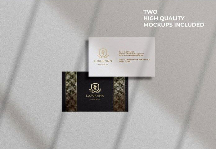 Top View of Both Sides of a Business Card Mockup FREE PSD