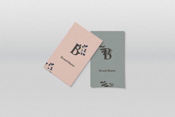 Top View of Two Vertical Business Cards Mockup FREE PSD
