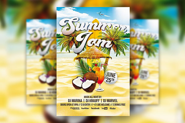 Tropical Party Flyer Template FREE PSD