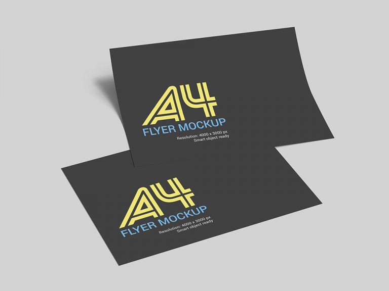Two A4 Flyers Laid in Perspective Mockup FREE PSD