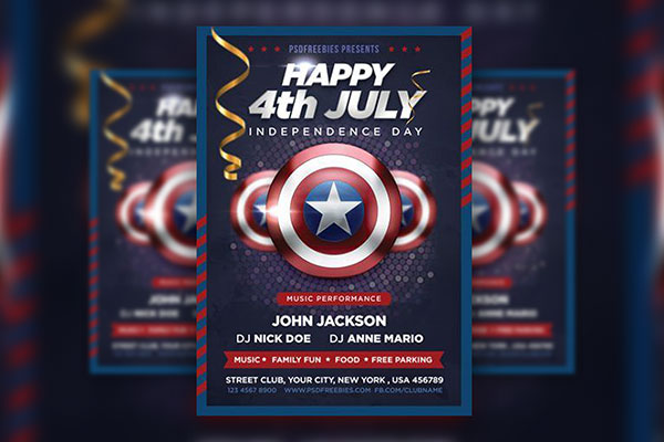 Two Border 4th of July Flyer Templates FREE PSD