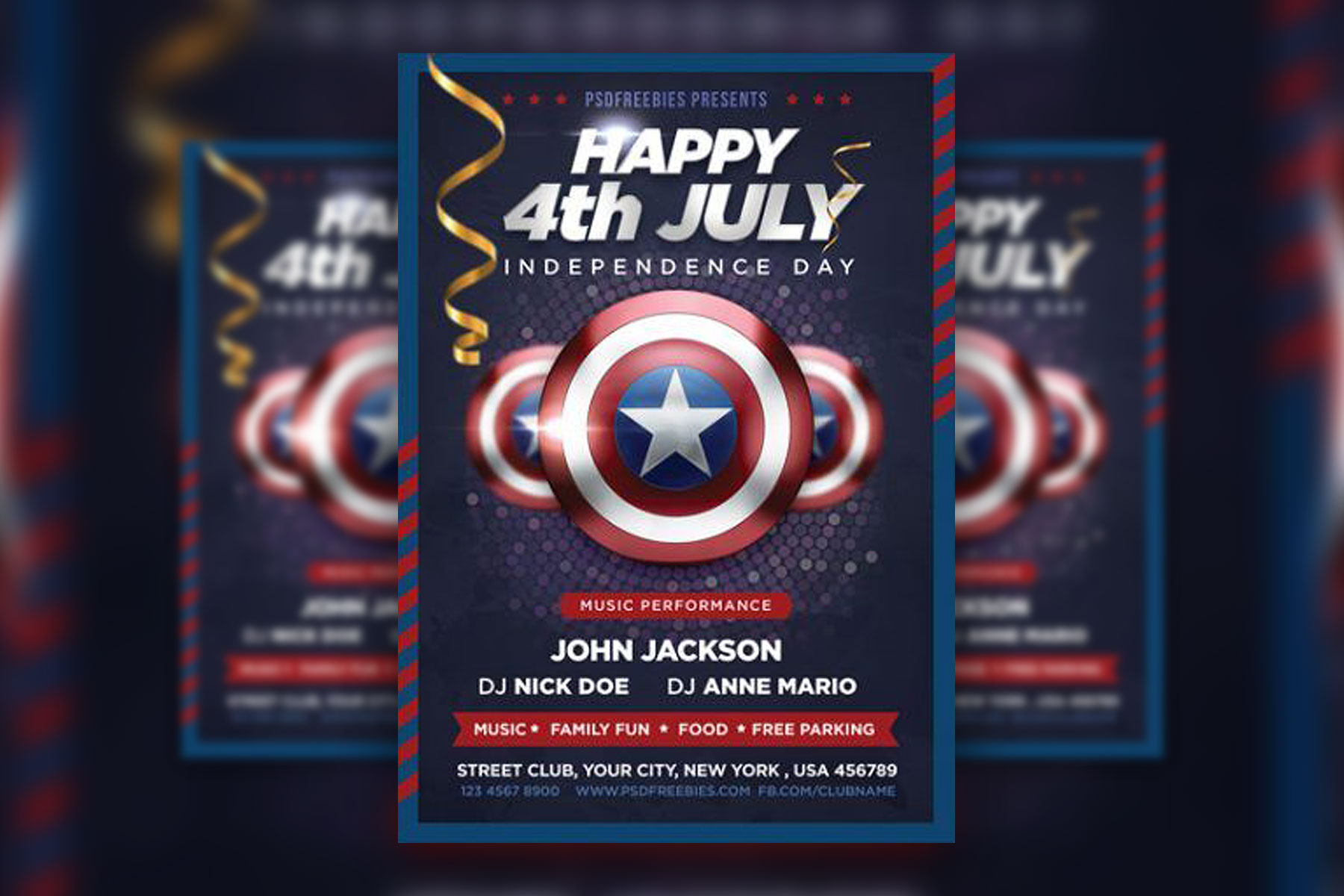 Two Border 4th of July Flyer Templates FREE PSD