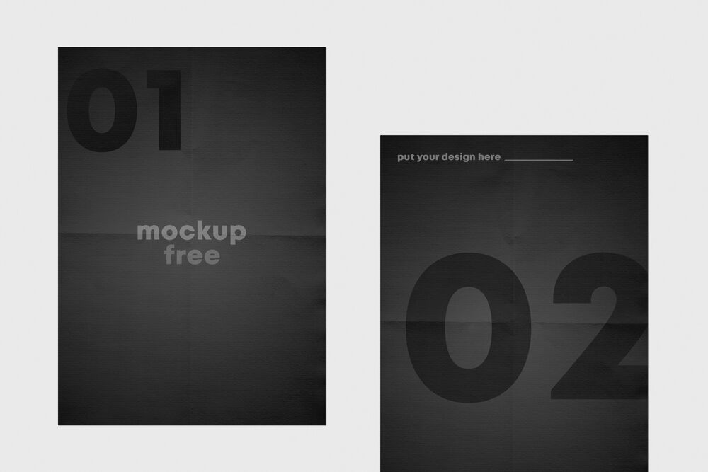Two Creased Flyers in Top View Mockup FREE PSD