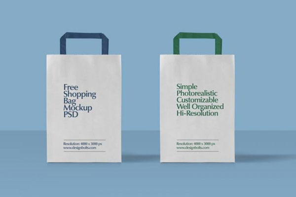 Two Realistic Paper Shopping Bags Mockup FREE PSD