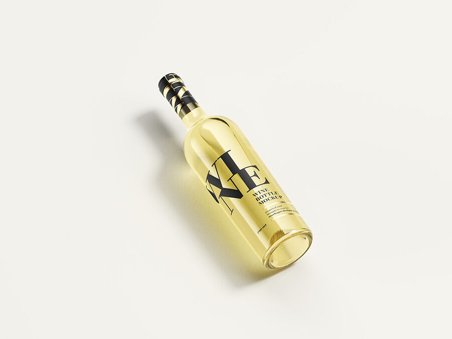Two White Wine Bottle Mockups in Top and Perspective Views FREE PSD