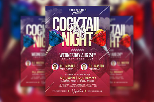 Urban Geometric Cocktail Party Flyer Template FREE PSD