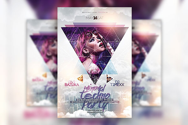Urban, Geometric Nightclub Flyer Template FREE PSD