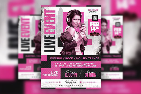 Urban Music Party Event Flyer Template FREE PSD