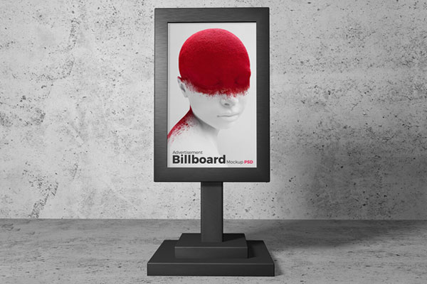 Vertical Advertising Stand in the Front View Mockup FREE PSD