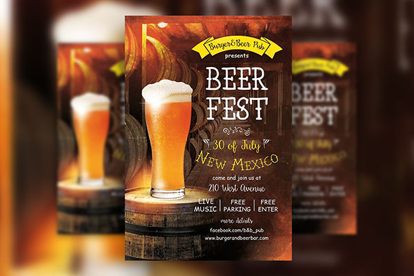 Vintage Beer Festival Flyer Template FREE PSD