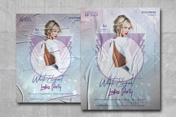 White Modern Ladies Party Flyer Template FREE PSD
