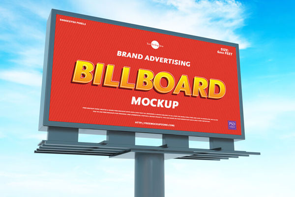 Wide Advertising Roadside Billboard Mockup FREE PSD