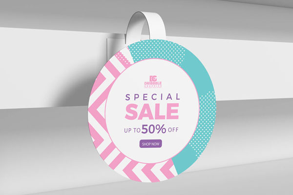 Wobbler Circle Shelf Mockup FREE PSD
