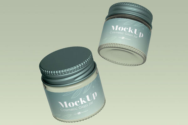 2 Cosmetic Glass Jar Mockups in Different Views FREE PSD