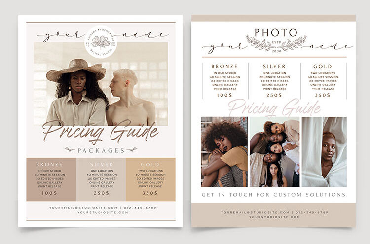 2 Elegant Border Photography Flyer Templates FREE PSD