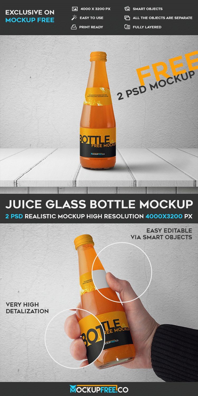 Glass Juice Bottle Mockup (FREE) - Resource Boy