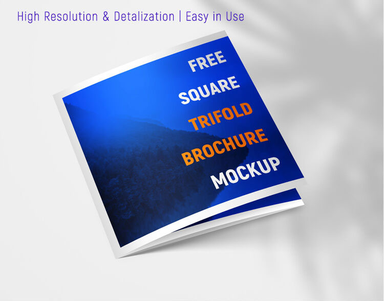 2 Mockups of a Square Tri-Fold Brochure Laid in Perspective FREE PSD