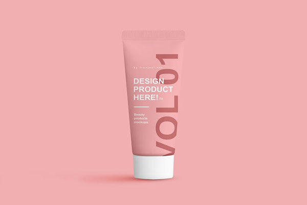 2 Mockups of Cosmetic Tubes Standing on Floor and Floating FREE PSD