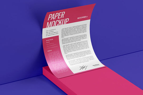 2 Mockups of Curved A4 Paper Design FREE PSD