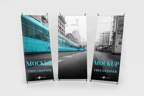 2 Standing Banner Mockups In Different Angles FREE PSD