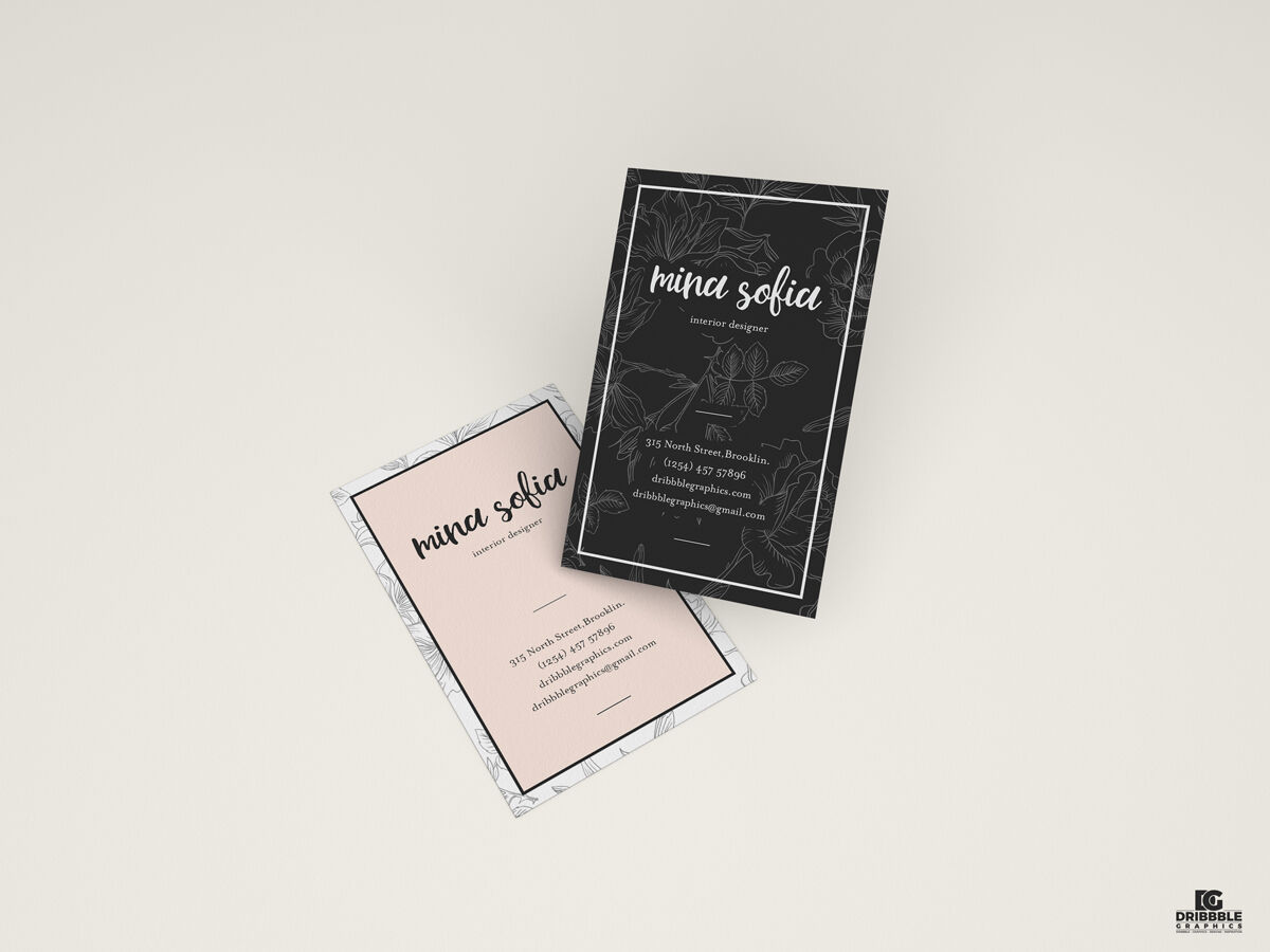 2 Vertical Floating Business Cards Mockup in Plain Setting FREE PSD