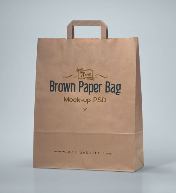 3/4 View Brown Paper Packaging Bag Mockup Free Download | Resource Boy