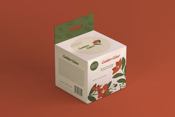 3/4 View Hanging Packaging Box Mockup FREE PSD