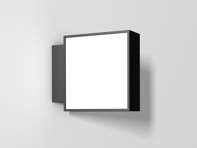 3/4 View Minimalistic Advertising Square Blade Sign Mockup FREE PSD