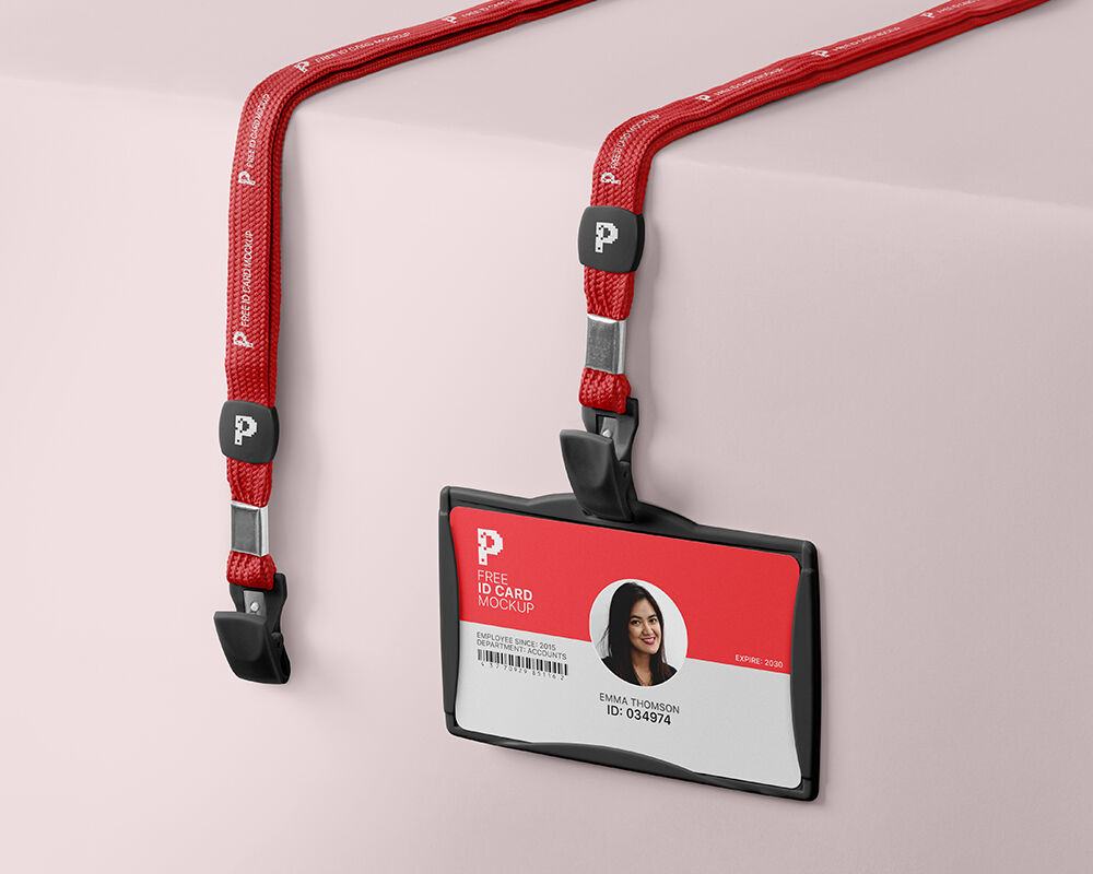 Identity Card Holder Mockup with Lanyard (FREE) - Resource Boy