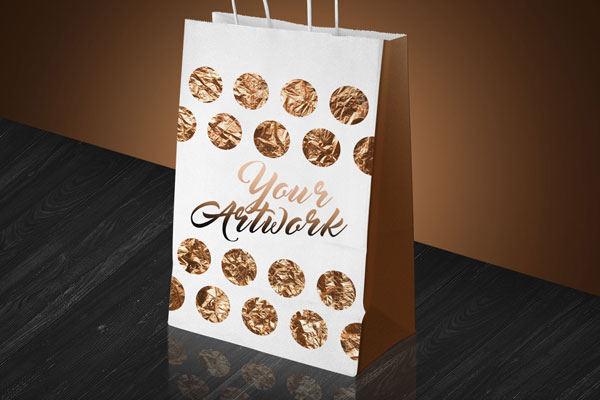 3/4 View Paper Turn-Top Shopping Bag Mockup FREE PSD