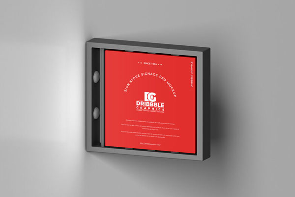 3/4 View Projecting Store Sign Mockup in Plain Setting FREE PSD