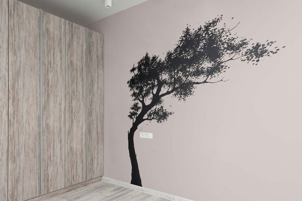 3/4 View Wall Art Decal Mockup in Interior Setting FREE PSD