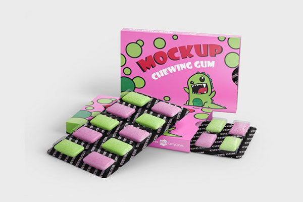 3 Chewing Gum Mockups with Blister Packs in Different Views FREE PSD