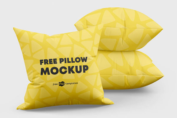 3 Mockups Featuring Square Pillows in Different Views FREE PSD