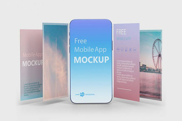 3 Mockups of Mobile App Screens from Different Angles FREE PSD