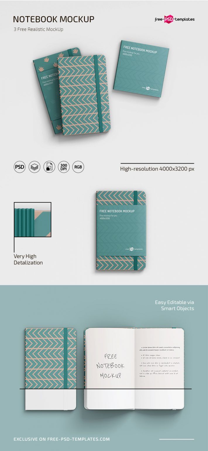 3 Mockups of Open and Closed Notebooks with Elastic Bands (FREE) - Resource  Boy