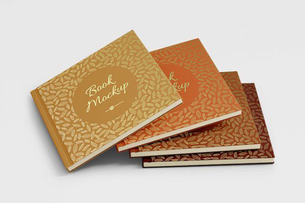 3 Perspective View Mockups of Hardcover Square Books FREE PSD