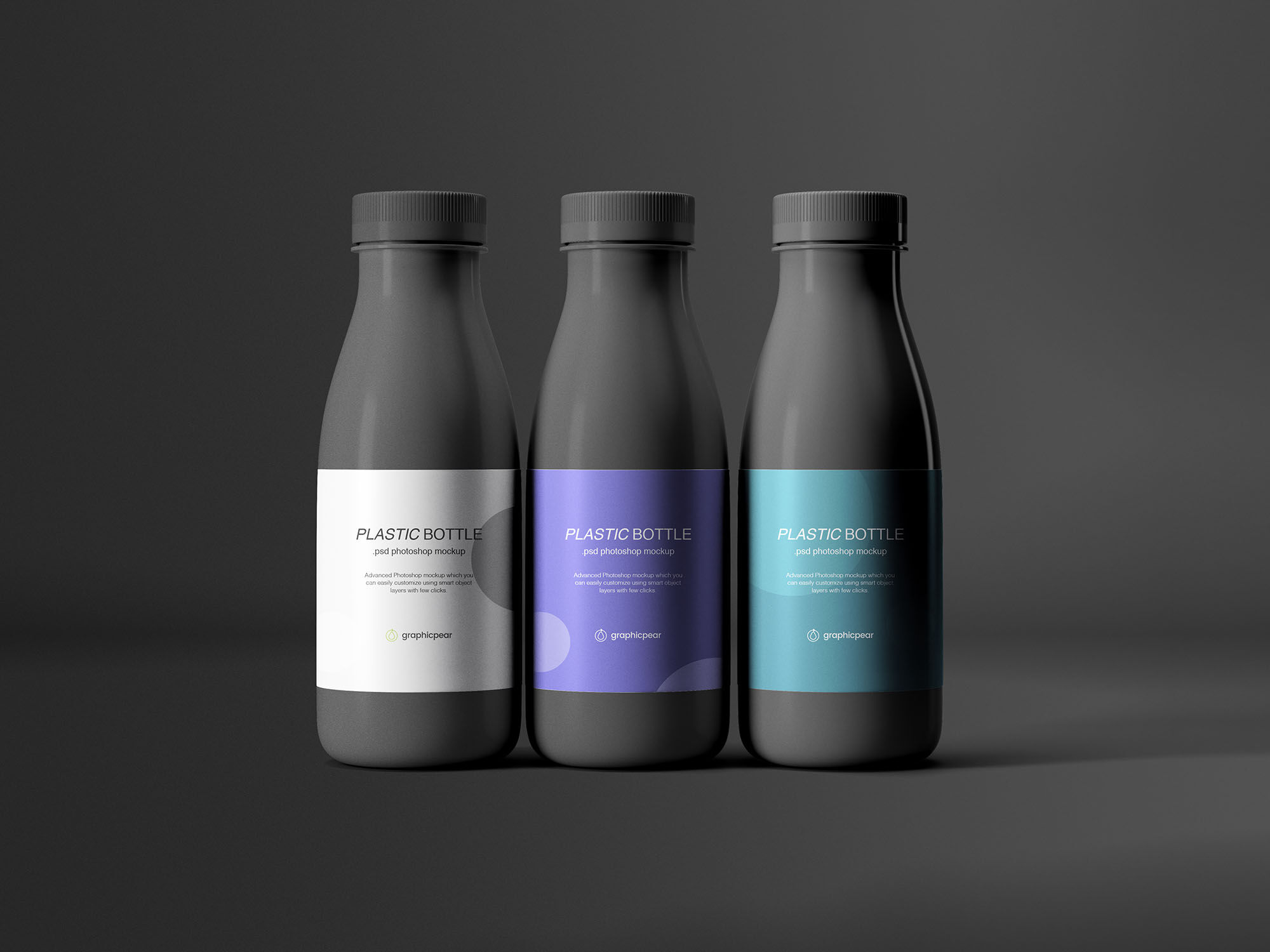 3 Plastic Bottles Mockup With Labels FREE PSD