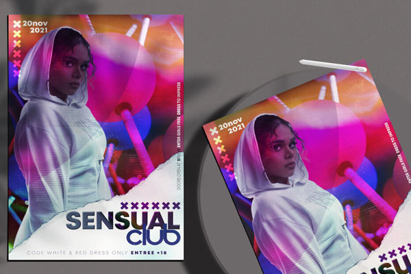 3D Modern Night Party Flyer Template FREE PSD