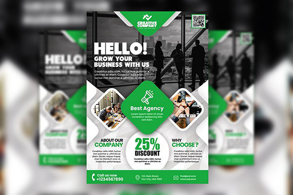 4 Geometric Clean Agency Flyer Templates FREE PSD