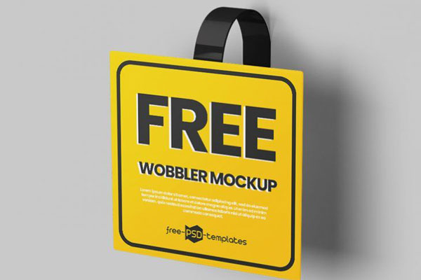 4 Square and Circle Shelf Wobbler Mockups in Different Views FREE PSD