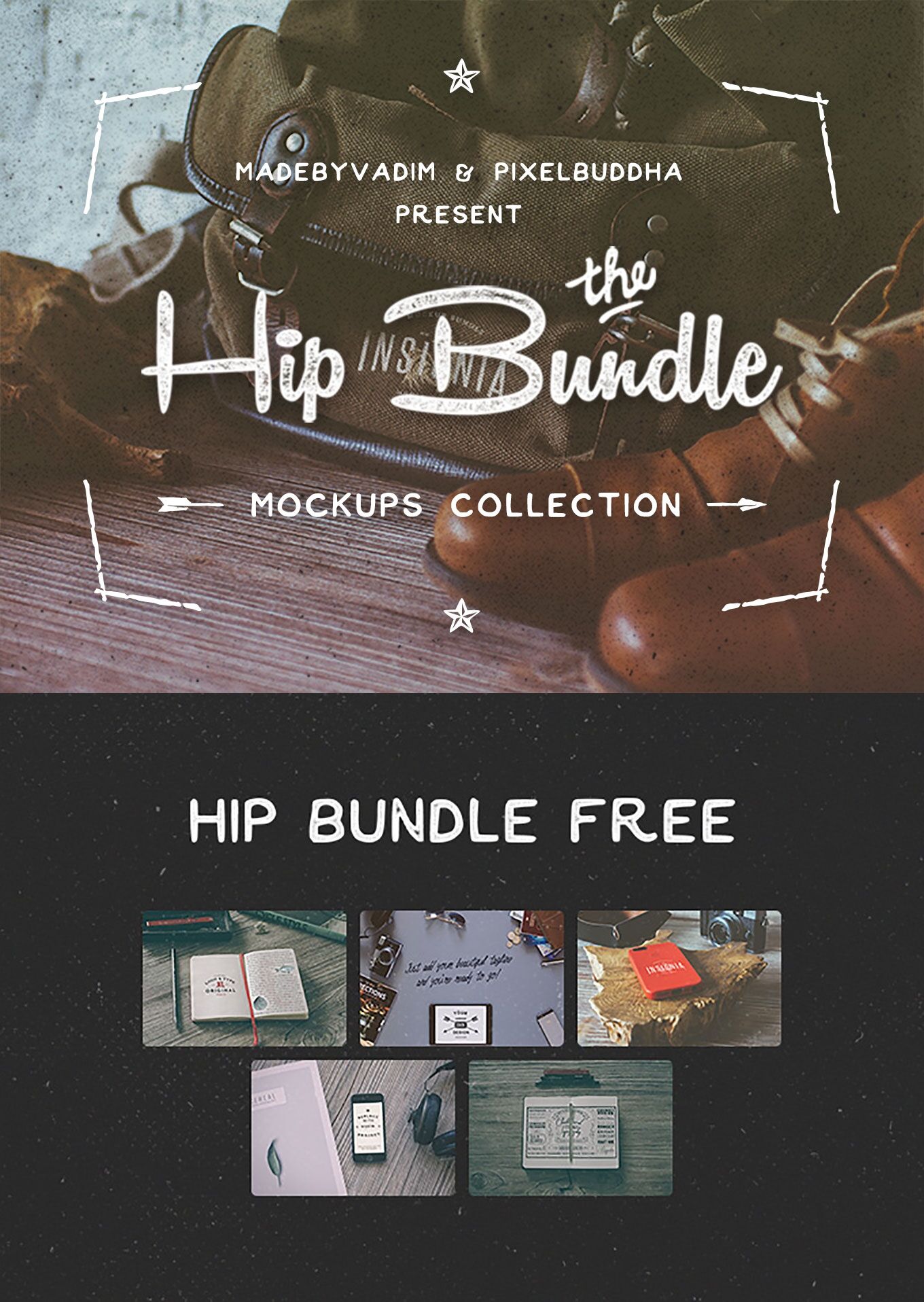 4 Vintage Hero Image Mockups FREE PSD