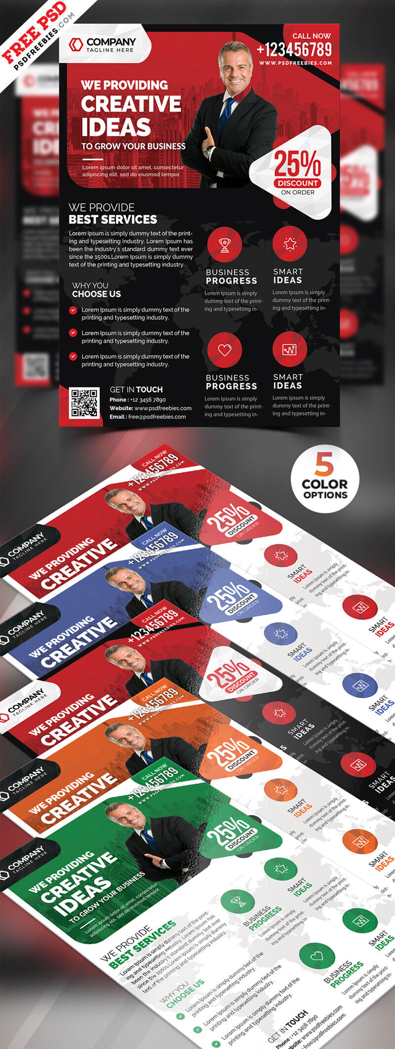 5 Geometric Clean Business Flyer Templates FREE PSD