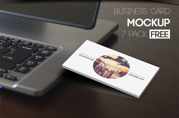 7 Mockups of Business Cards in Different Styles and Views FREE PSD