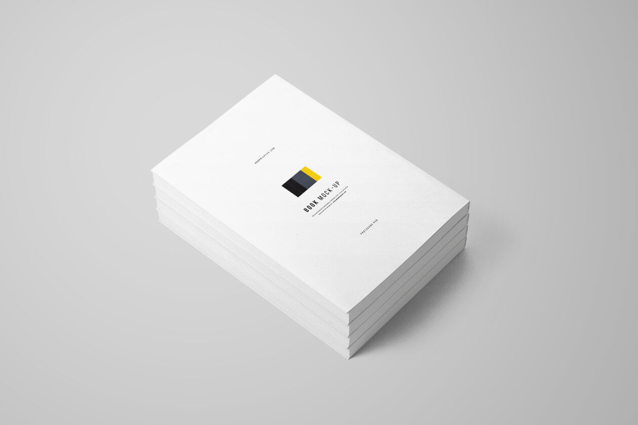 8 Mockups of A4 Book Stack in Different Angles FREE PSD