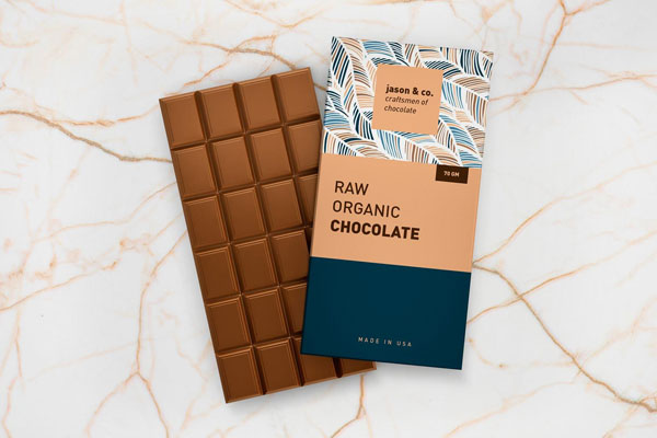 Chocolate Bar Packaging Packet Laid in Top View Mockup FREE PSD