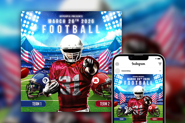 American Football League Instagram Post Template