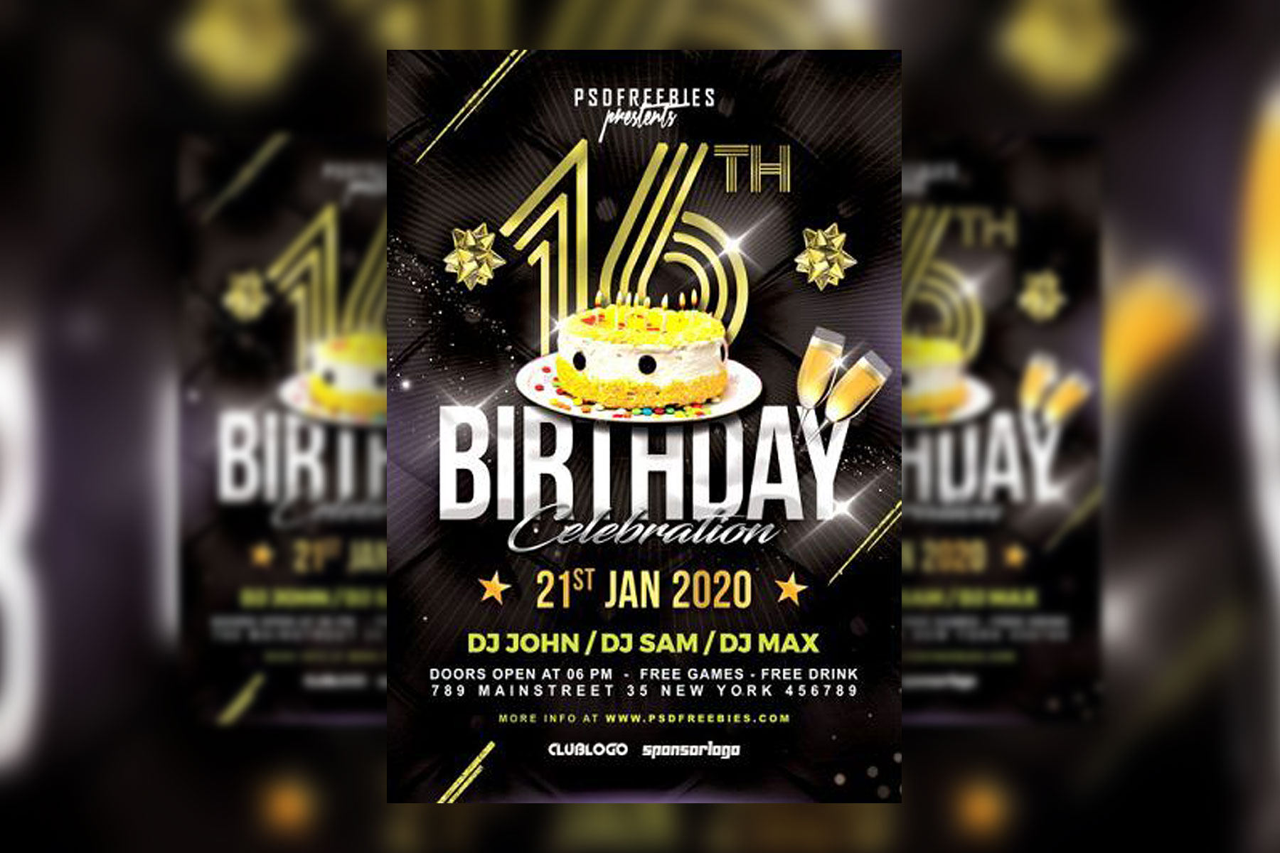 Black And Gold Birthday Party Invitation Flyer Template Free Download Black And Gold Birthday Party Invitation Flyer Template Free Download