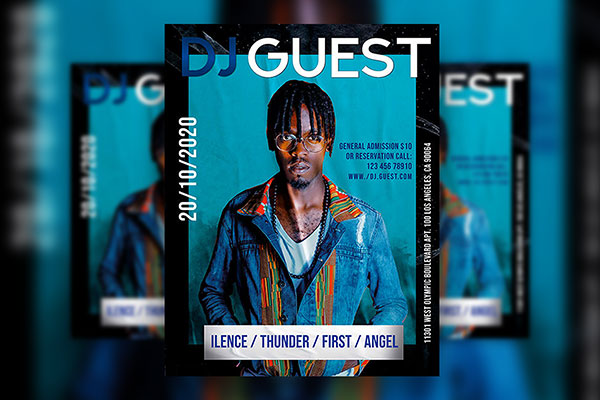 Black, Blue DJ Music Event Flyer Template FREE PSD