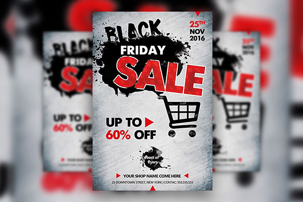 Black, Gray, Red Black Friday Flyer Template FREE PSD